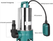 Vijverpomp - Waterpomp - Dompelpomp - Fonteinpomp - 1.100W - Voor Schoon en Vuil Water - Met Automatische Vlotterschakelaar - 16.500 L/u - Voor Zwembad, Vijver, Tuin & Overstromingskelder - Groen