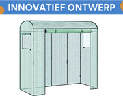 Foliekas Tuinkas - Winterbestendig - PE-folie 135 g/m² - Kweekhuis - Broeikas - Kweekkast voor tomaten & klimplanten - 200x66x170cm Groen