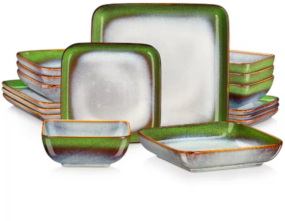Velvet color Ontbijtborden – 4 persoons – 16 delig – Keramisch – Eetborden – Breakfast Plates – Hoogwaardige kwaliteit