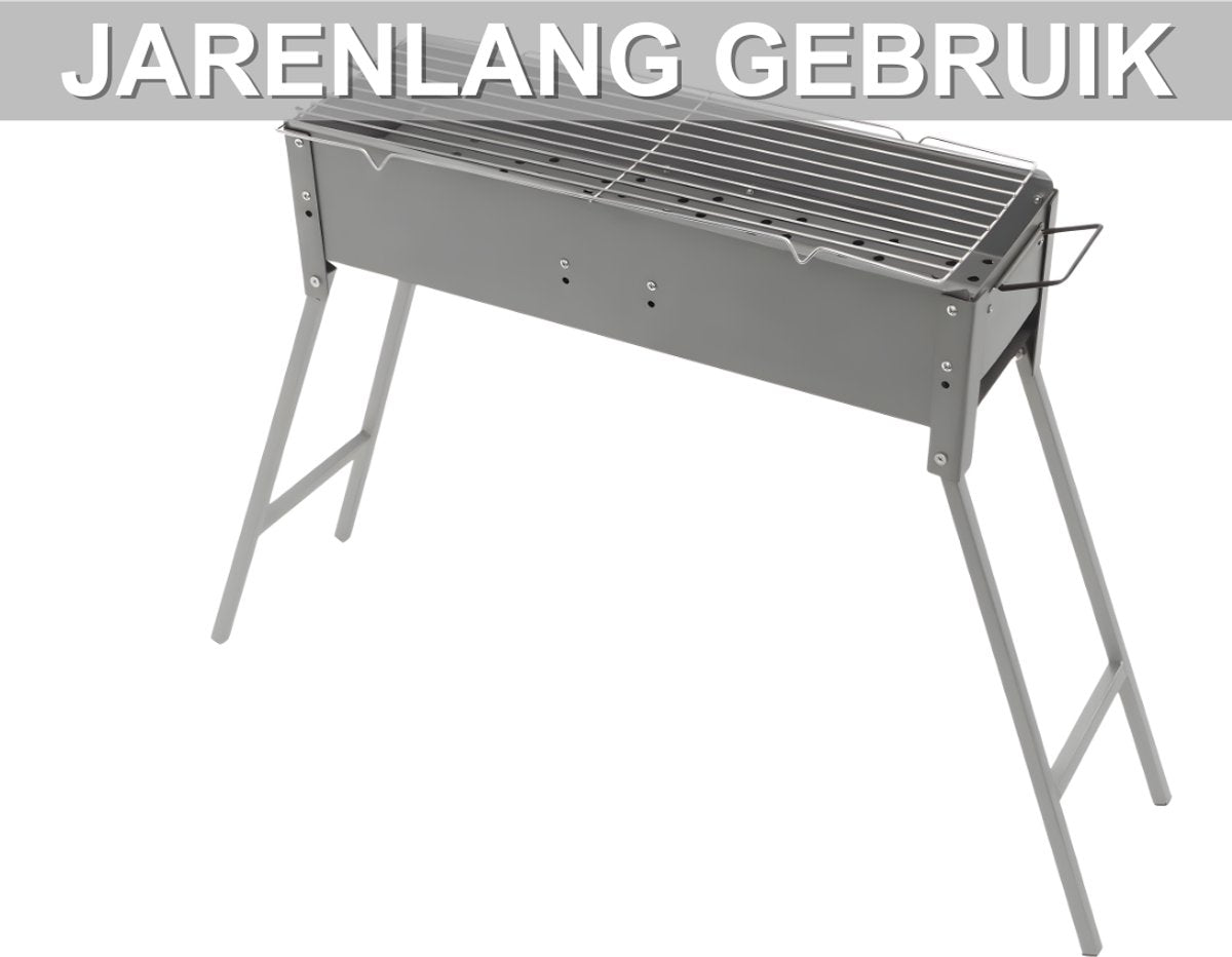 BBQ-grills - Voor camping en outdoor - Draagbare, opvouwbare houtskoolbarbecue - Grijs - 80*18*13cm