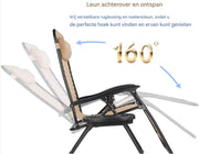 Opvouwbare Ligstoel voor de Tuin - Tuinstoel - Ligbed - Met tafeltje - 2 stuks- Beige