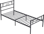 Happyment Metalen bedframe - 1 persoons - 90 x 190cm - Incl. lattenbodem - Zwart