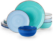 Vittoria Serviesset - 12 delig - 4 persoons - Blauw - Dinerborden - Bordenset - Diepe borden - Ontbijtborden - Servies - Keukenservies