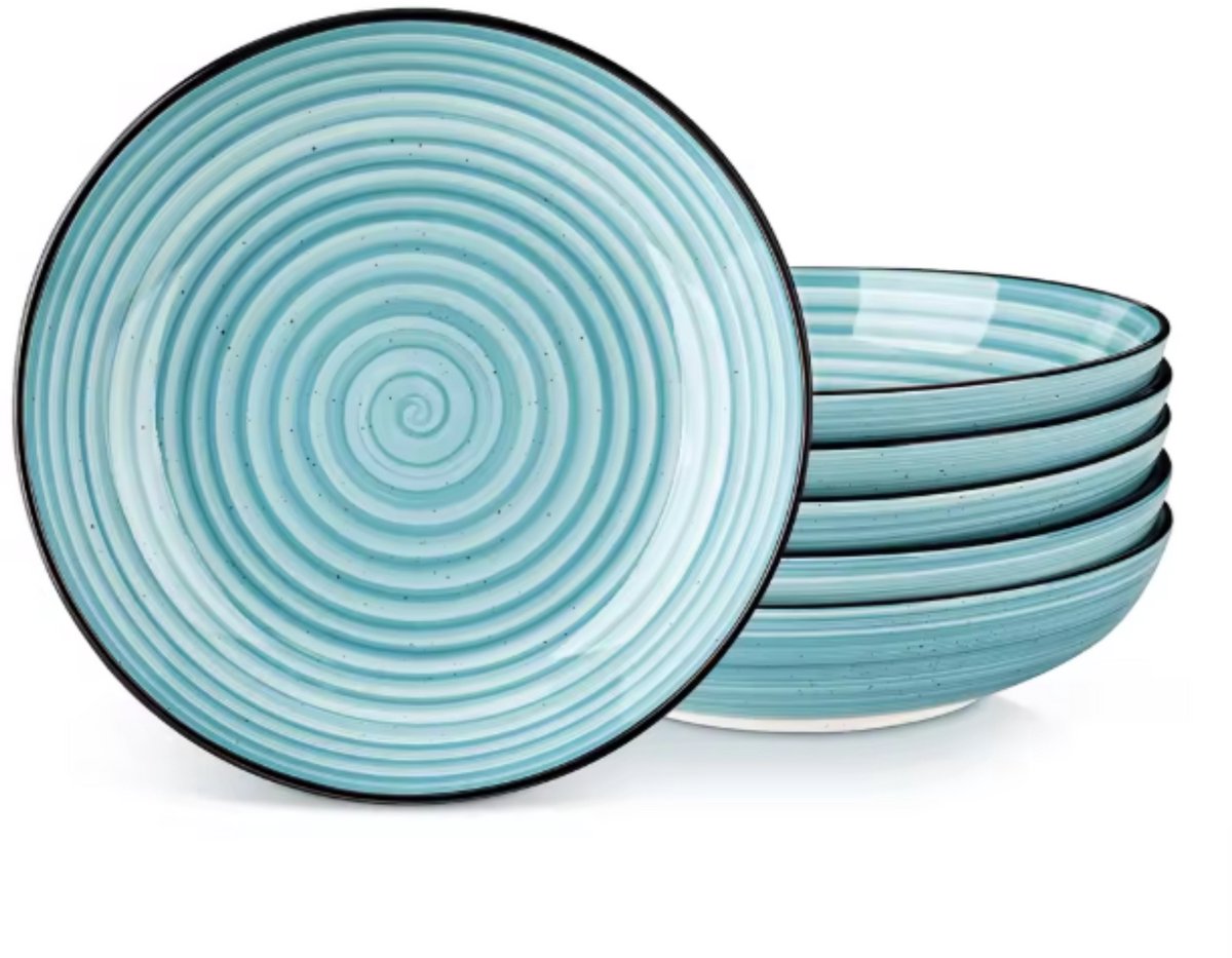 Tida Serviesset - 6 delig - 6 persoons - Blauw - Dinerborden - Bordenset - Diepe borden - Ontbijtborden - Servies - Keukenservies