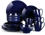 Velentino Serviesset - 16 delig - 4 persoons - Donkerblauw - Dinerborden - Bordenset - Diepe borden - Ontbijtborden - Servies - Keukenservies