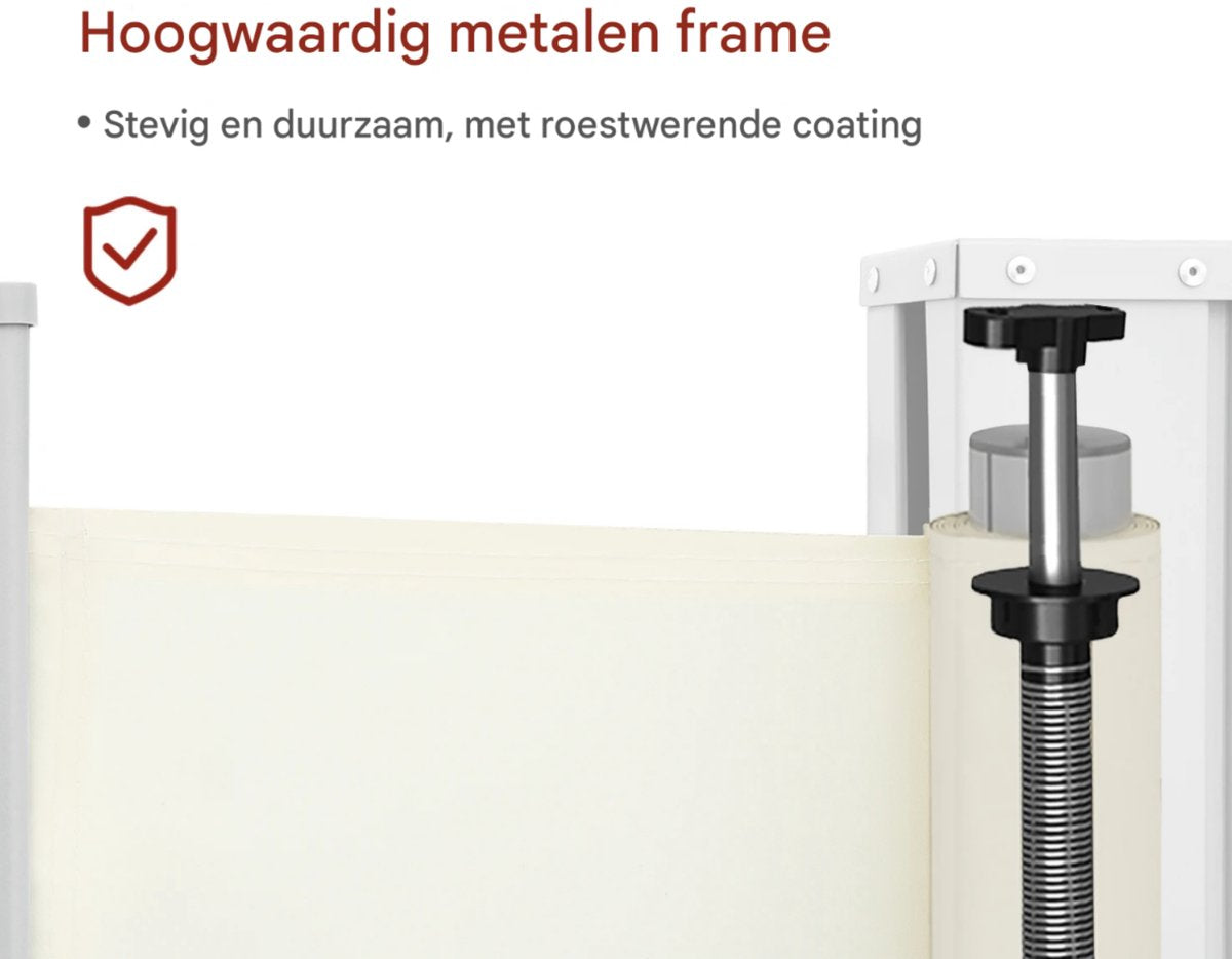 Uitschuifbare Zijluifel - Windscherm - Tuinscherm - Voor Balkon, Terras of Tuin - Waterdicht & Intrekbaar Privacyscherm - Zon- en Windbescherming - 160x350cm cream