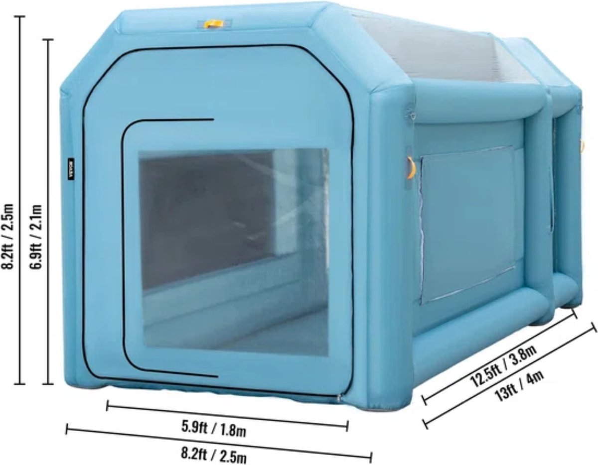 Opblaasbare spuitcabine - Verfcabine - spuitcabine - Geschikt Voor incl. lucht filtersysteem 4 x 2.5 x 2.5 m