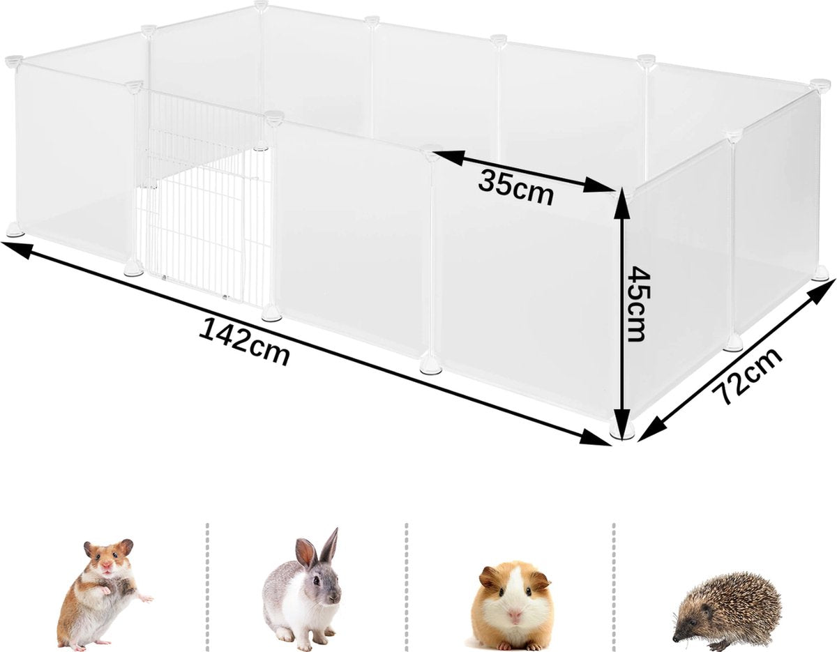 Happyment Dierenren Blanca - Ren - Verstelbaar - Voor binnen - Puppyren - Kleine dieren - Kittens - Wit - 142x72x45cm