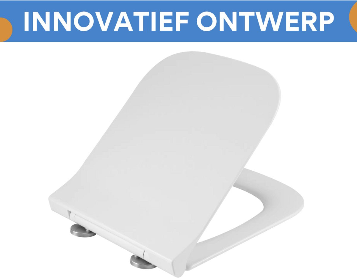 Vierkante Toiletzitting Wit Soft Close - UF WC Deksel met Antibacteriële Coating & Quick Release - Hygiënisch & Eenvoudig te Reinigen