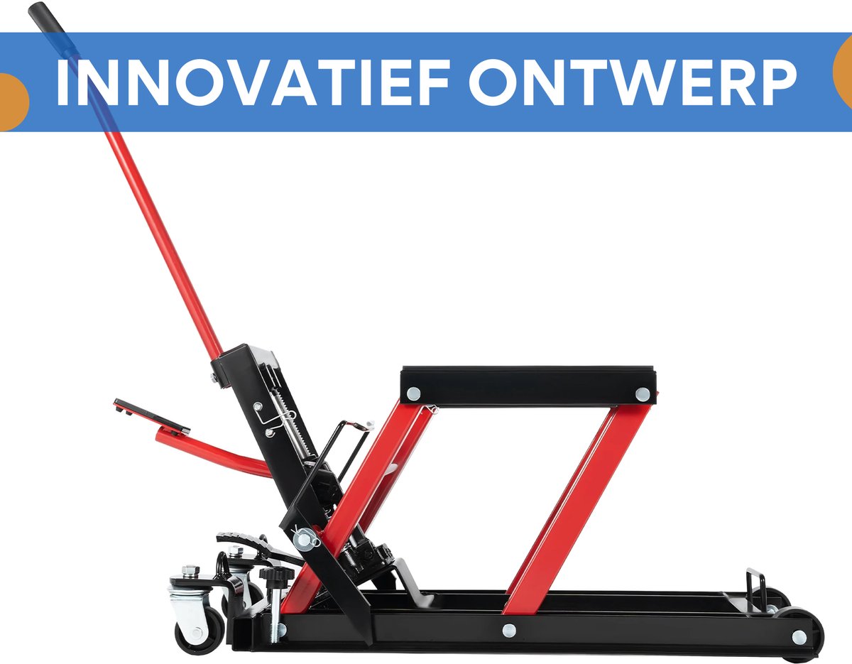 Motorfiets hefplatform - Montagestaander - Motorkrik - Wekplaatskrik - Motorlift - Voor Garage & Werkplaats - Rood