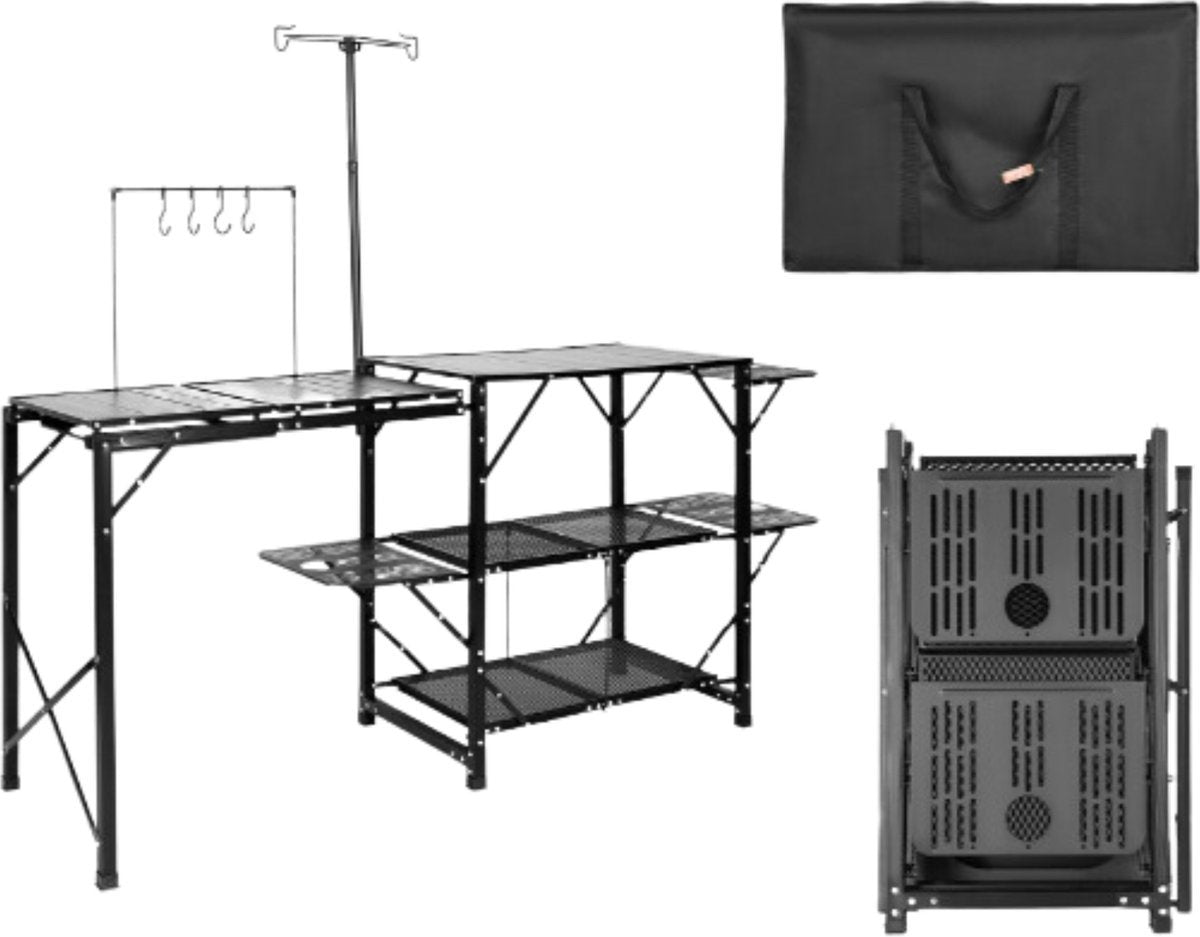 Deluxe campingtafel - Klaptafel - Lichtgewicht - Aluminium - 126x81x49 cm - 9,7 kg - Met gootsteen