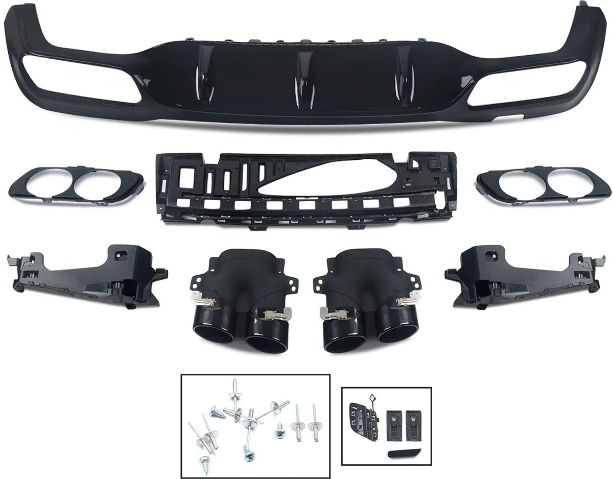 Achterbumper Diffuser met Uitlaat Tips - Voor Mercedes E-Klasse W213 E300/E43 (2016-2020) - Zwart - Auto Accessoires