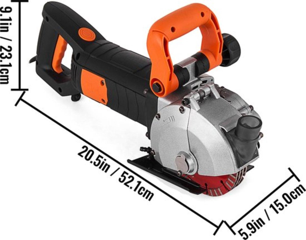 Happyment Elektrische muurfrees - 3000W - met 5 zaagbladen - Sleuvenzaagmachine - Oranje