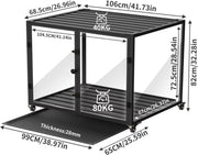 Hondenbench Cleany - Op wieltjes - Gehard glas - Hondenkennel - Met Aluminium Frame - 106cm