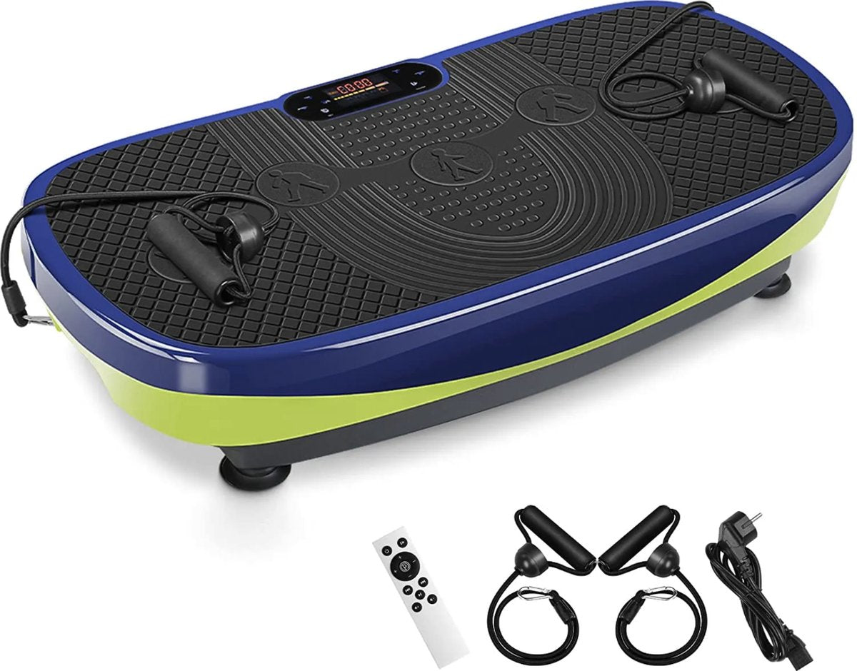 Happyment Trilplaat Fitness - Met Bluetooth Speaker - Trilplaat Vermageren - Meerdere Functies - Met Led Display - Met Elastieken
