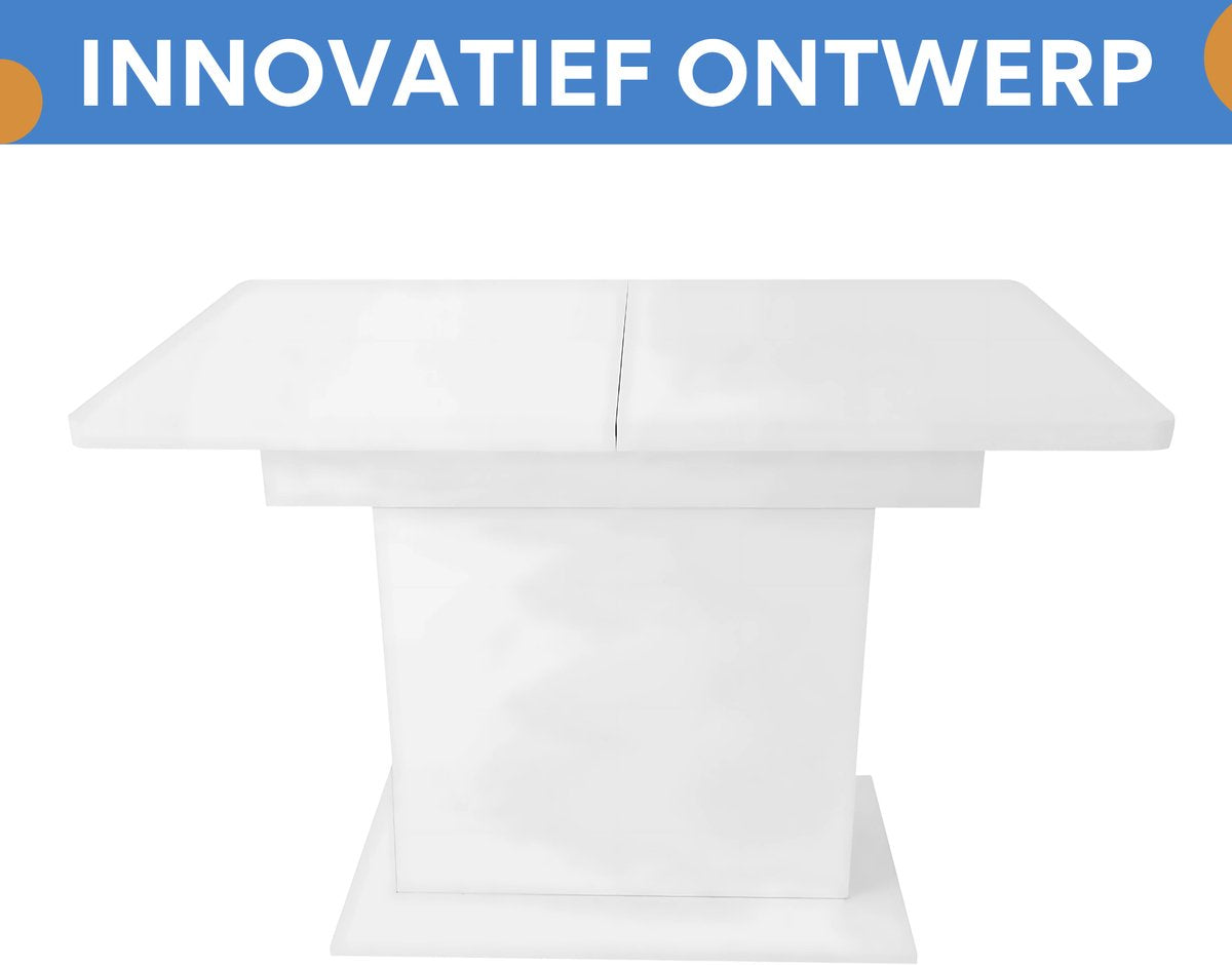 Eettafel - Keukentafel - Uitschuifbaar - Voor Woonkamer of Eethoek - Met Opbergruimte & Modern Design - Rechthoekig IJzer & Hout