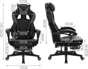 Gaming stoel Hybride - Verstelbaar in hoogte - Met voetsteun - Gamestoel - Chair - Ergonomische bureaustoel - Chair - Zwart - Kunstleer