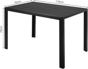 Tuintafel - Buitentafel - Eettafel buiten - Outdoor - Voor Tuin & Terras - Rechthoekige Aluminium Tafel met Metalen Lattenbodem -110x70x73 cm - Zwart