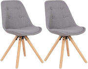 Bezoekersstoel - Grijze Stof - Houten poten - Set van 2 - Deluxe Eetkamerstoel - Zithoogte 46cm