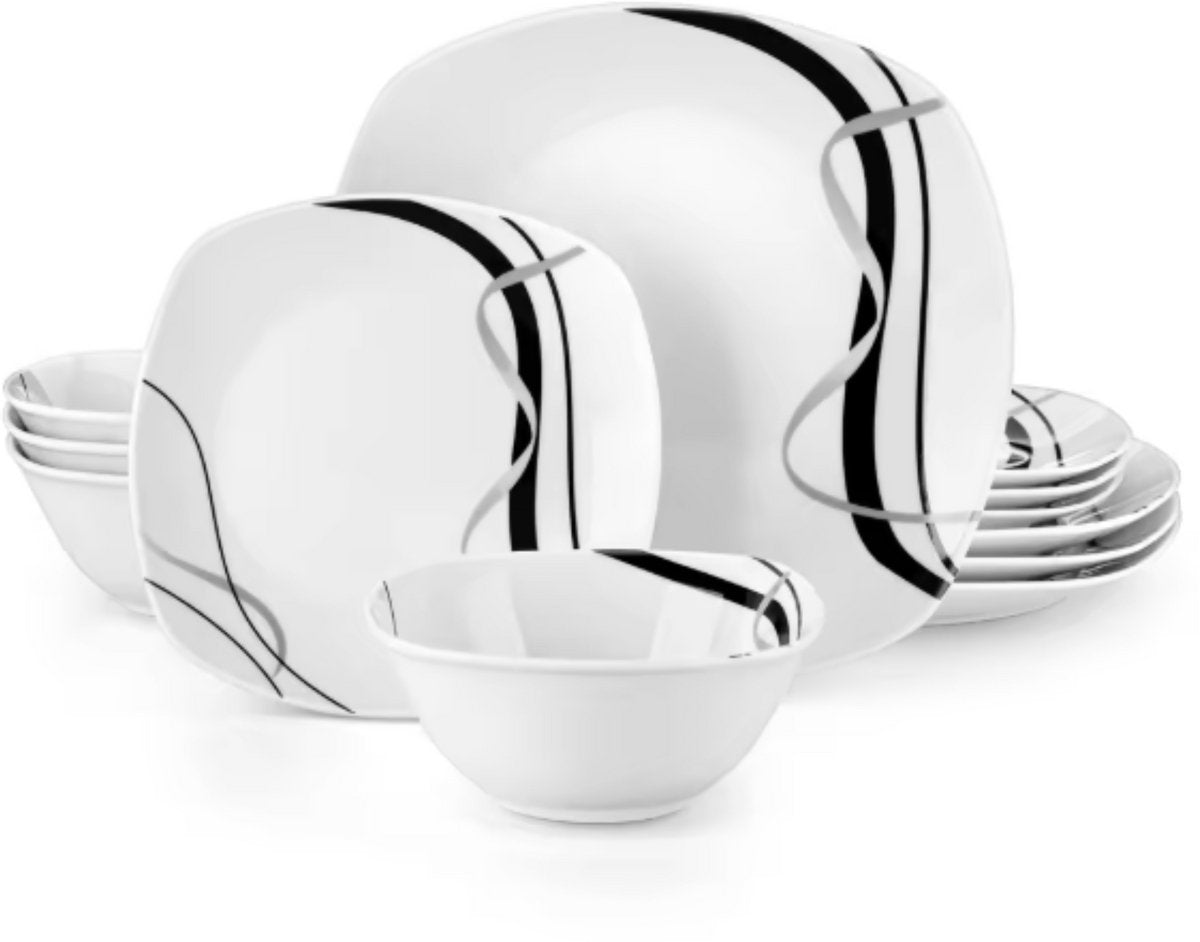 Valenza Serviesset - 24 delig - 8 persoons - Zebra - Dinerborden - Bordenset - Diepe borden - Ontbijtborden - Servies - Keukenservies