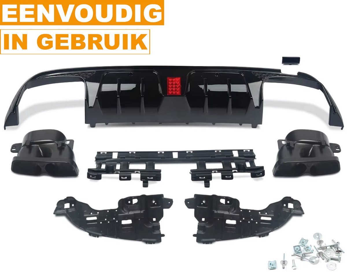 Diffuser Lip Notrix - Achterdiffuser Lip met Uitlaat Tips - Auto Accessoires - Voor Mercedes W205 C300/C63/C43 AMG (2015-2018)