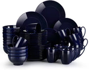 Santivo Serviesset - 48 delig - 12 persoons - Donkerblauw - Dinerborden - Bordenset - Diepe borden - Ontbijtborden - Servies - Keukenservies