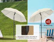 Ronde Parasol - Voor Balkon, Strand of Tuin - Verstelbaar & 45° Kantelbaar - UV-Resistent & Waterdicht - Beige Diameter 155cm