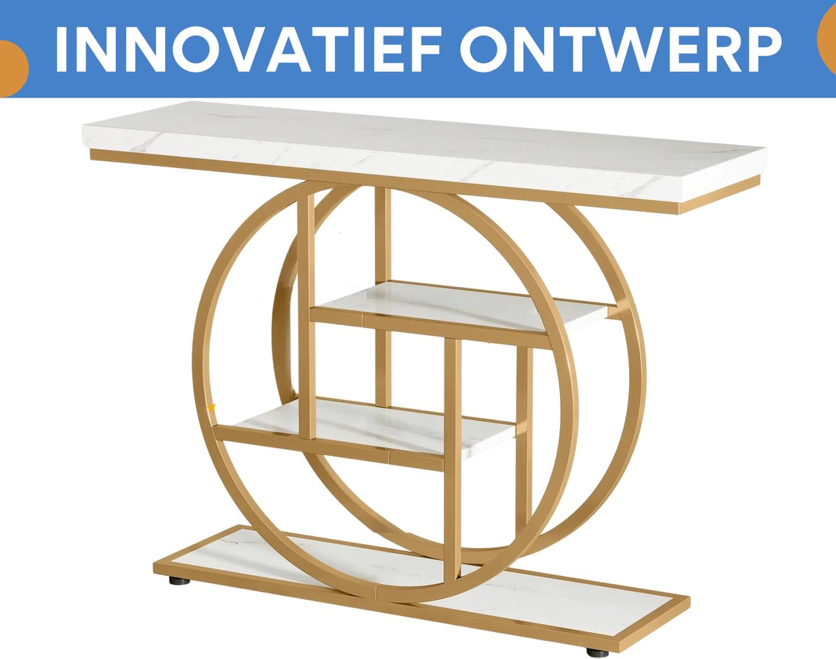 Moderne Haltafel Luno - 100cm - Consoletafel Wandtafel - Goud - Voor Woonkamer of Gang