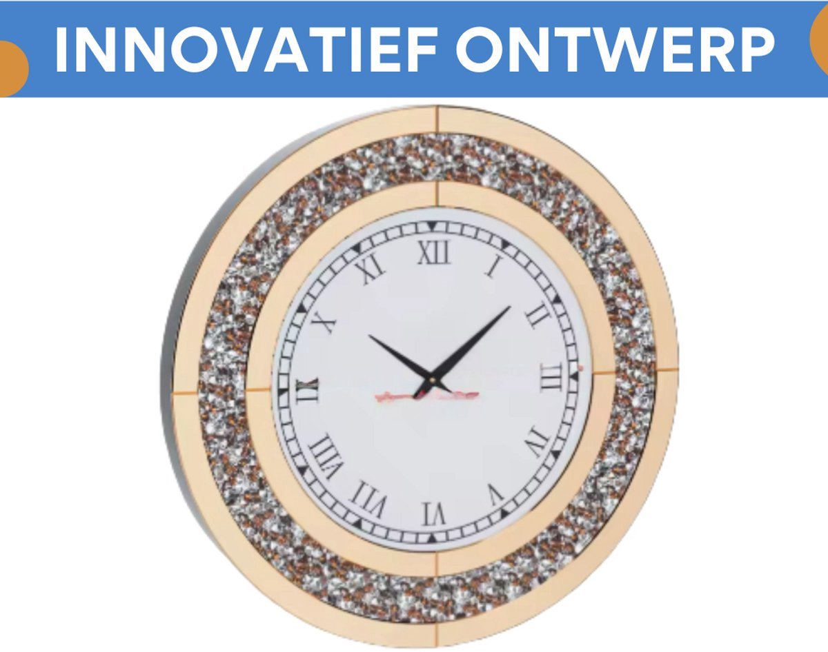 Opulence Elegante Spiegel klok - Goud - Ronde wandspiegel - 80cm - Zonder verlichting - Woonkamer