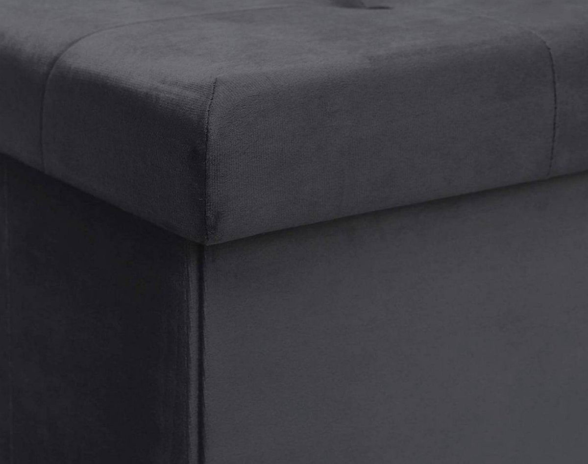 Moderne Opbergbank Hubertus - Met opbergruimte - Zitbank Poef - Voetenbank - Opbergbox hocker - Zitkist met deskel - Grijs - Velvet - 76x38x38 cm