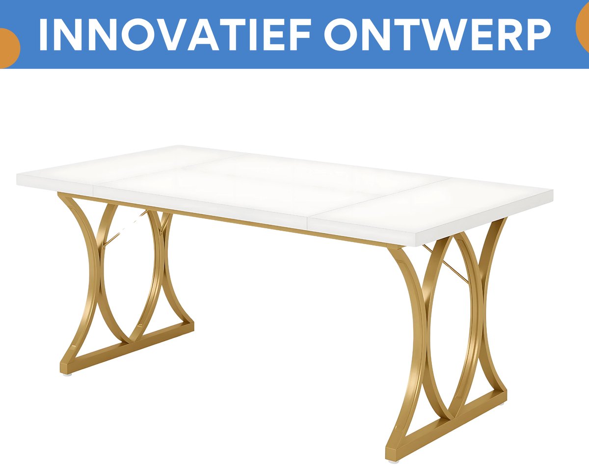 Bureau - Computerbureau - Lange bureau - Vergadertafel - Voor thuis of kantoor - Wit - 160cm