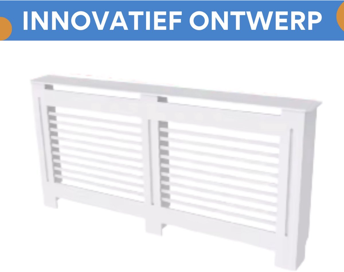 Grandiose Radiatorombouw - 152x92 cm - Ombouw rooster - Horizontale panelen - MDF - Stijlvol - Wit