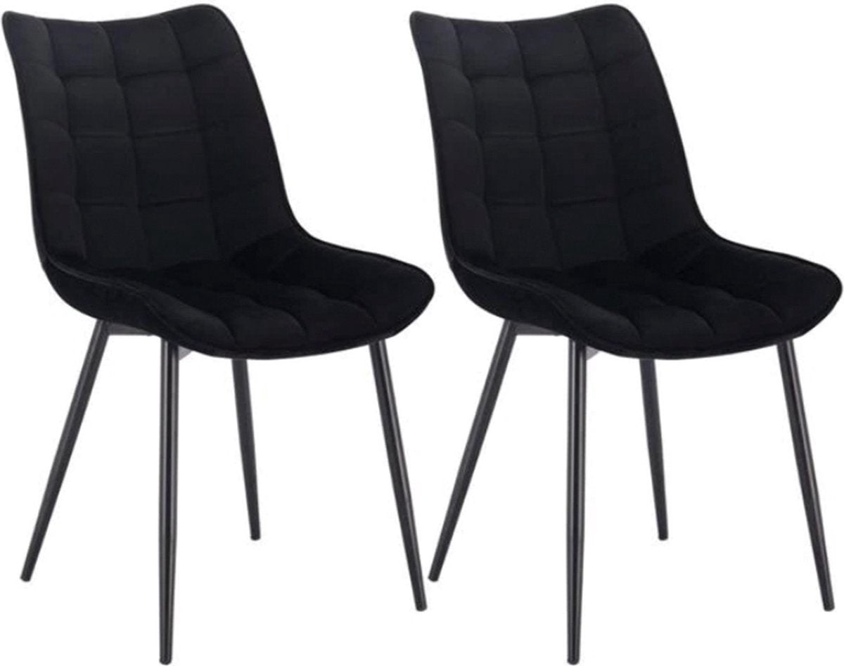 Luxe Eetkamerstoelen - Zwart Velvet - Kuipstoelen - Set van 2, 4 of 6