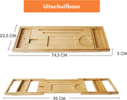 Frobin Badkuip Dienblad l Tablet Houder l Bamboe Lade l Spa Dienblad l Organiser l Boek Houder l Wijn Dienblad l Antislip Bodem l Uitschuifbaar Dienblad