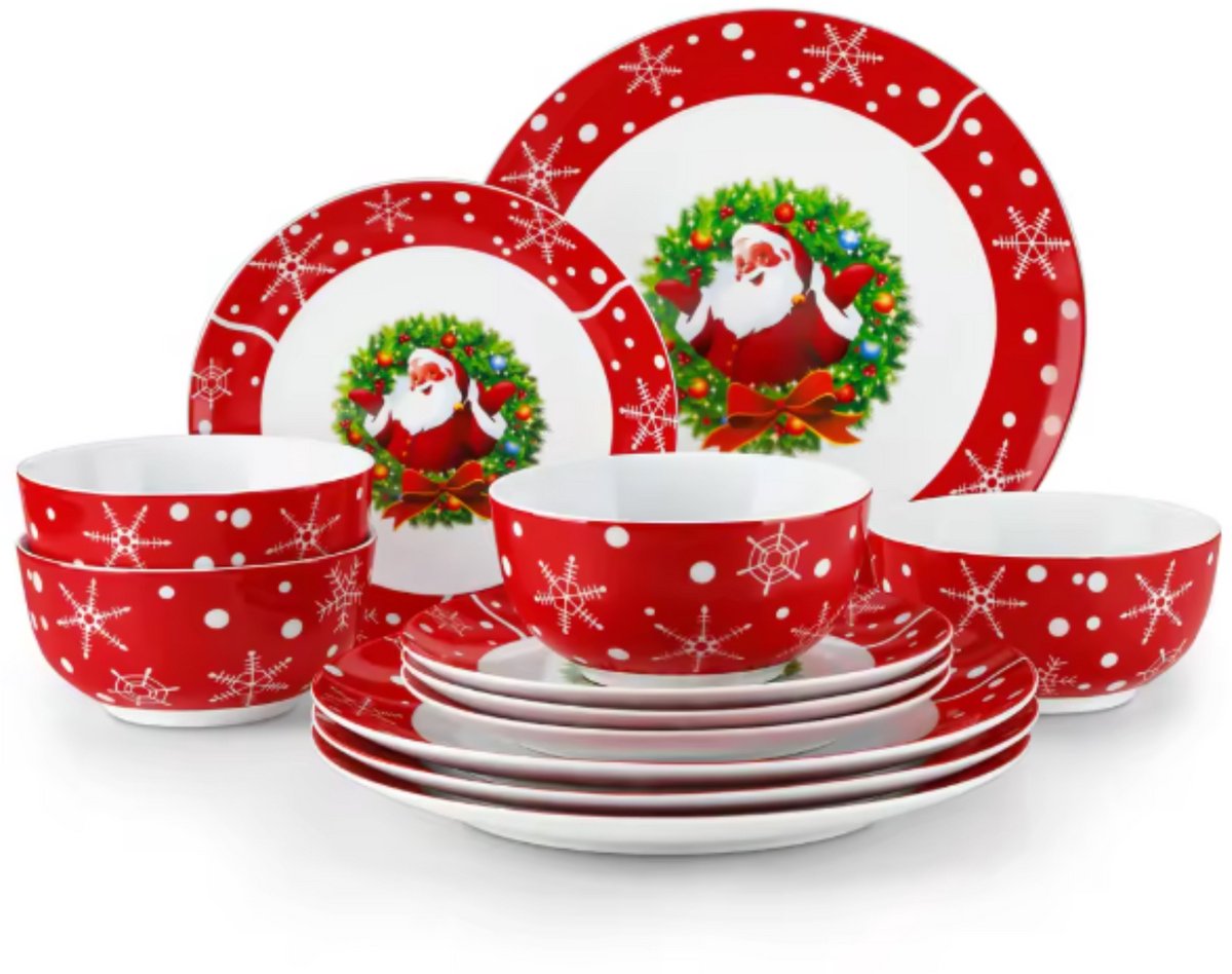 Regal Serviesset – Kerst 4 persoons – 12 delig – Keramisch – Eetborden – Kleine Borden