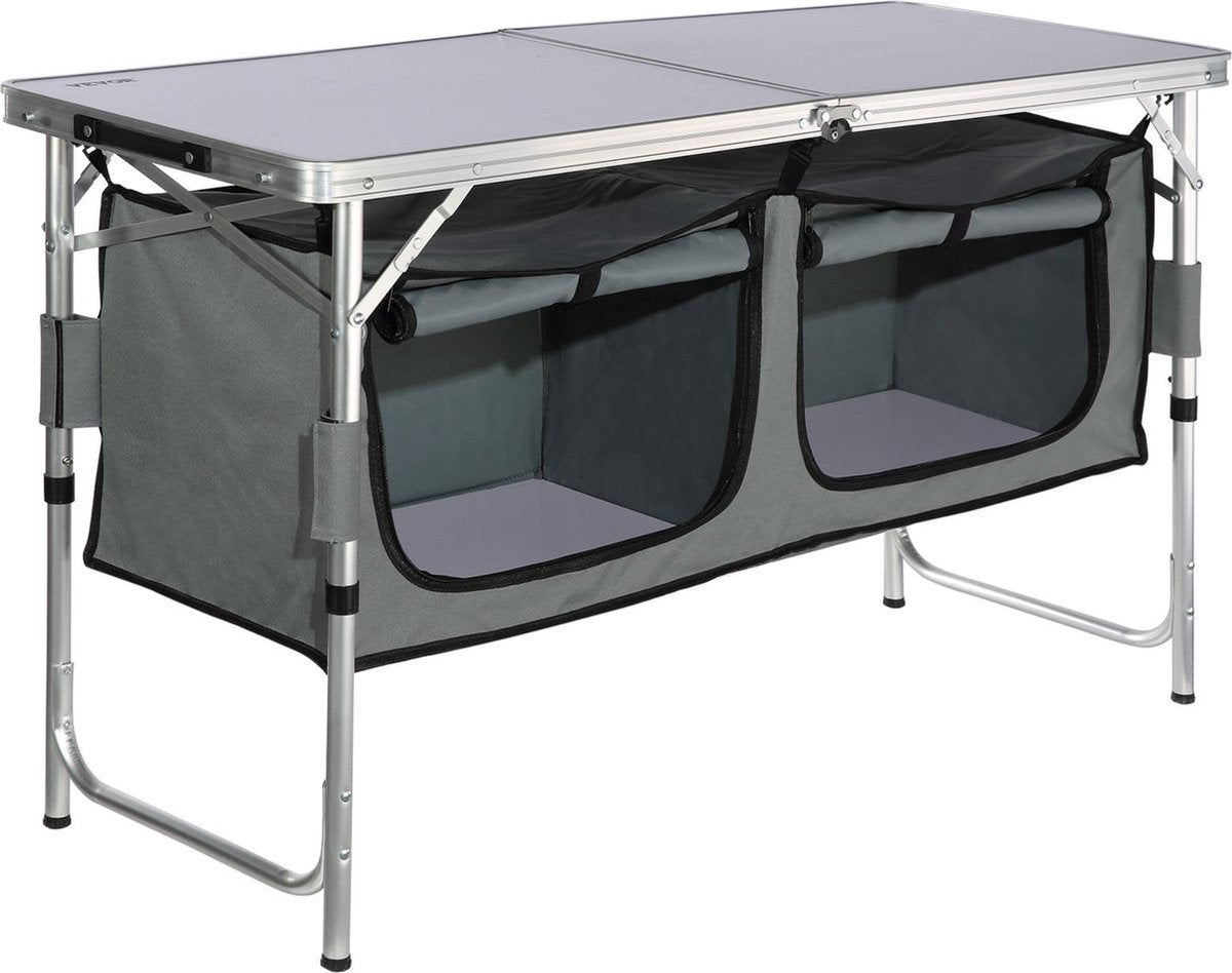 Klaptafel - Campingtafel - 120x47x70 cm - 4 tot 6 personen - Met vakken