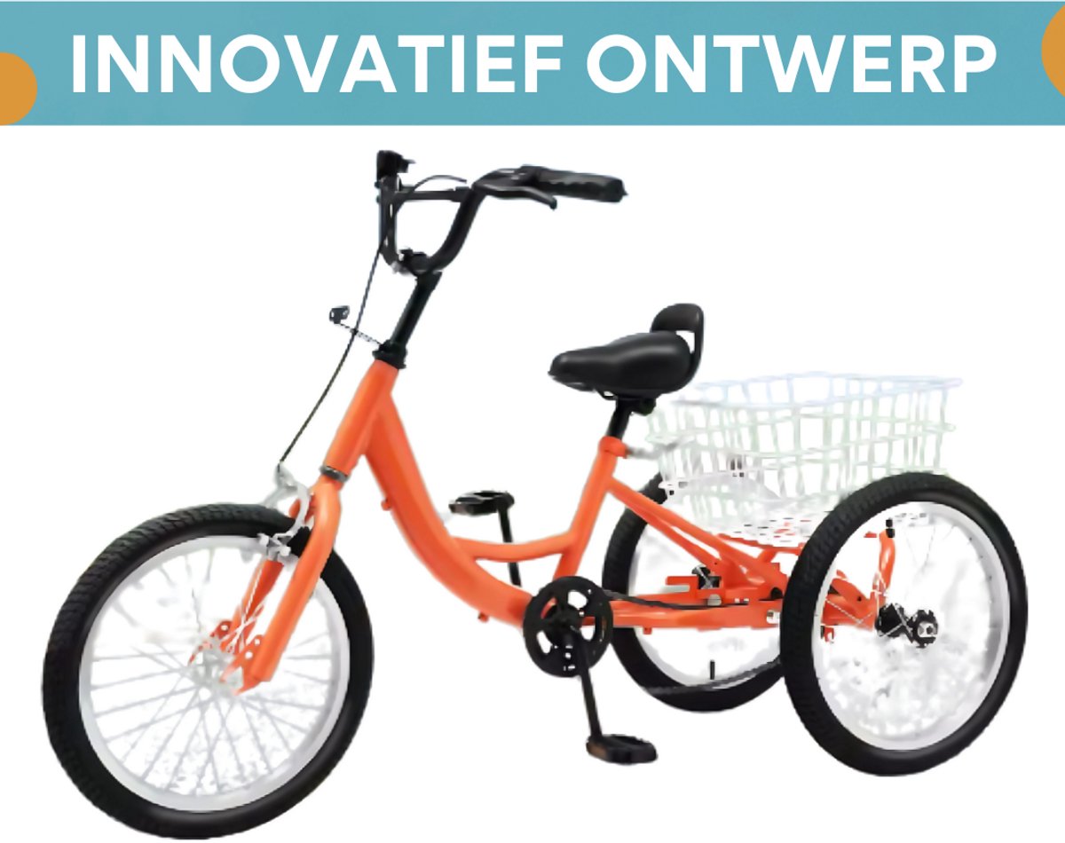 Kinderfiets 16 Inch - Kinder fiets driewieler - Oranje - Met mand - Kinderdriewieler - Voor jongens