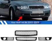 Grille RS Quorin - Zwart RS Stijl Voorste Bovenste Grill + Mistlicht Grille A4B6 - Voor Audi A4 B6 (2002-2005) - Auto Accessoires