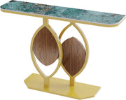 Consoletafel Royal Tavien - Groen/goud - Wandtafel - Emerald look - Haltafel - Sidetable - 120cm