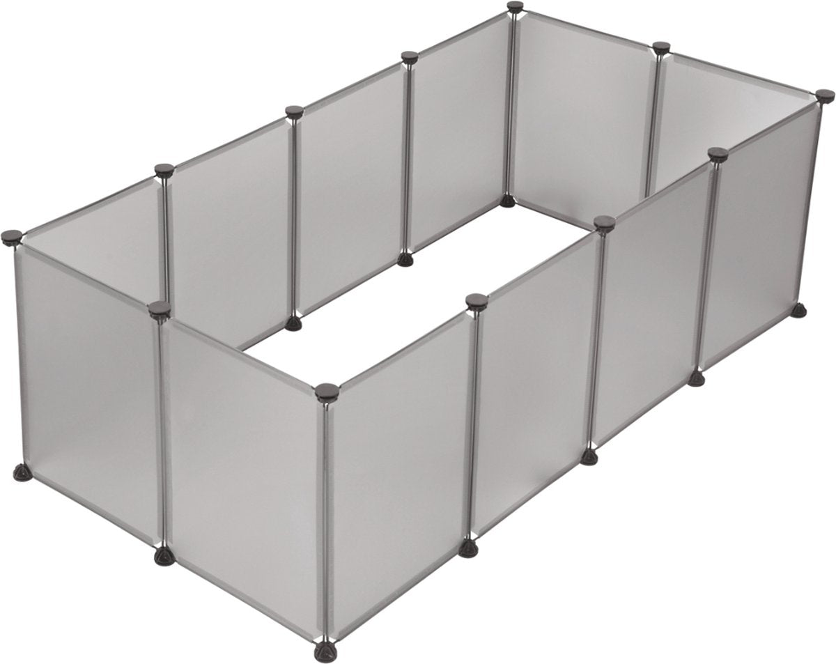 Happyment Dierenren Ruly - Ren Deluxe XXL - Verstelbaar - Voor binnen - Puppyren - Kleine dieren - Kittens - Grijs - 145 x 75 x 46cm