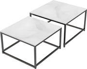 Mandina Salontafel Set - Set van 2 - Voor Kantoor of woonkamer - Vierkant - Tijdloos design - Glossy white