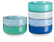 Bellagio Serviesset - 6 delig - 6 persoons - Blauw - Dinerborden - Bordenset - Diepe borden - Ontbijtborden - Servies - Keukenservies