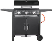 Propaangas BBQ-Grill met 3 Branders - Gas barbecue - Gietijzeren Roosters, Impulsontsteking & Thermometer