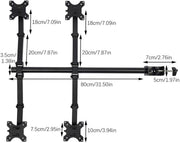 Monitor arm Quattro - Voor 4 schermen - Beugel - Voor kantoor en werkplek - Verstelbare bureausteun voor 4 schermen (10-27 inch) - Met universele basis