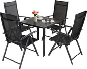 Tuintafel Fioren - Buitentafel - Eettafel buiten - Weerbestendige Terrastafel - Rechthoekige Aluminium Tafel - 75x75x73 cm - Voor Tuin en Achtertuin - Zwart
