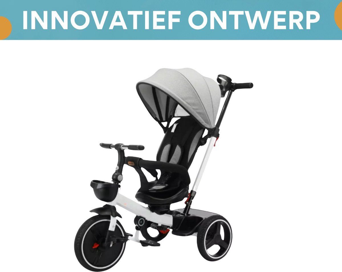 Baby driewieler Fioren 6-in-1 - Voor kinderen - Duwfiets met duwstang - Babyfiets - Loopfiets - Peuterfiets - Grijs