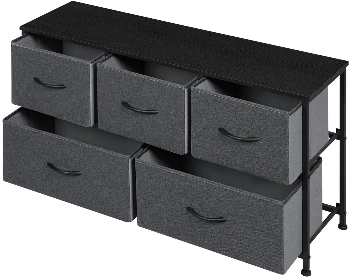 Ladekast met 5 Laden - Dressior - Kast - Voor Woonkamer, Slaapkamer, Keuken of Hal - TV-Kast & Dressoir - Met Stof en Metalen Frame