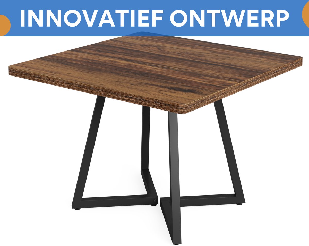 Eettafel Livanti - Voor 4 personen - Vierkant - Keukentafel 80cm - Voor eetkamer - Bruin