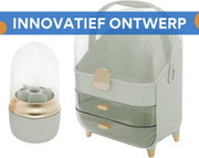 Make-up Organizer - Skincare organizer - Opbergdoos - Sieradendoos - met 2 Lades - Voor Cosmetica & Sieraden op Bureau - Groen