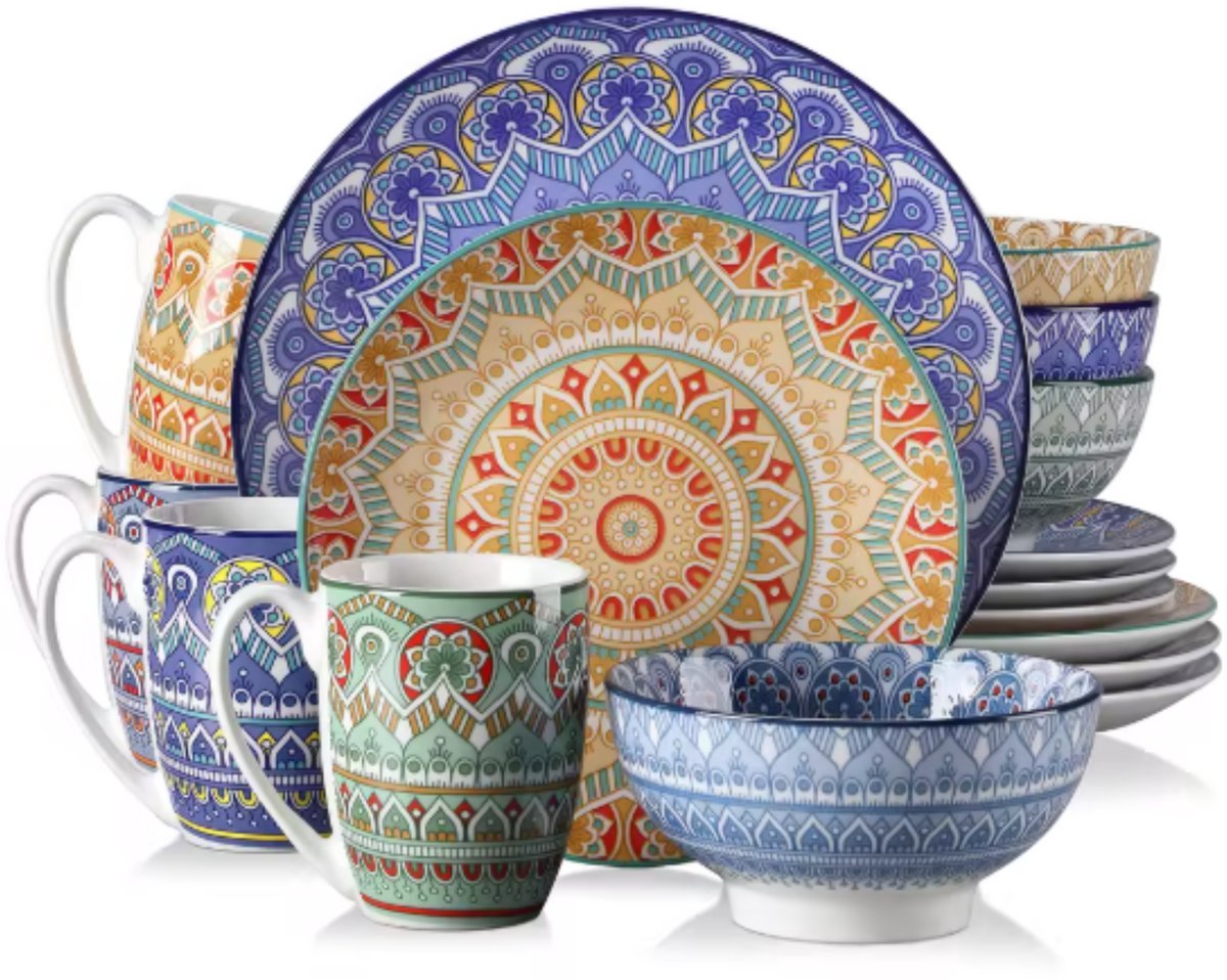 Aristelle Serviesset - 16 delig - 4 persoons - Mix kleur - Dinerborden - Bordenset - Diepe borden - Ontbijtborden - Servies - Keukenservies